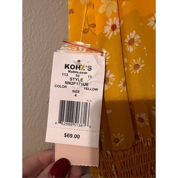 Nanette Lepore 4 High Neck Blouson Swing Dress Yellow Patchwork Paisley Floral - Picture 12 of 16